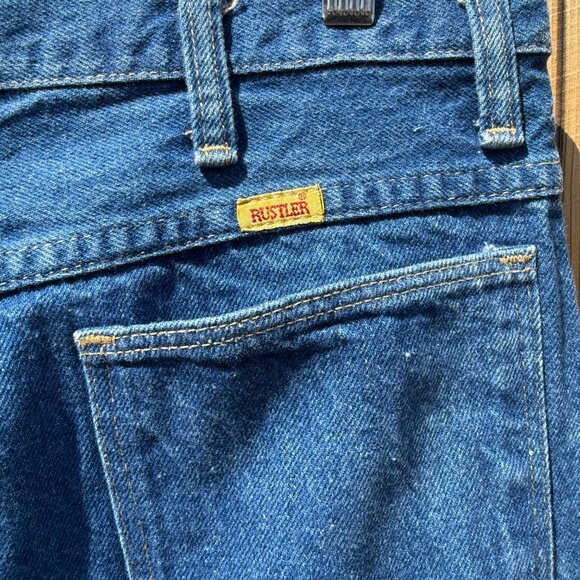 Vintage 90s Rustler High Waist Straight Leg Denim Blue Jeans | Size 31 X 30 - Picture 8 of 9